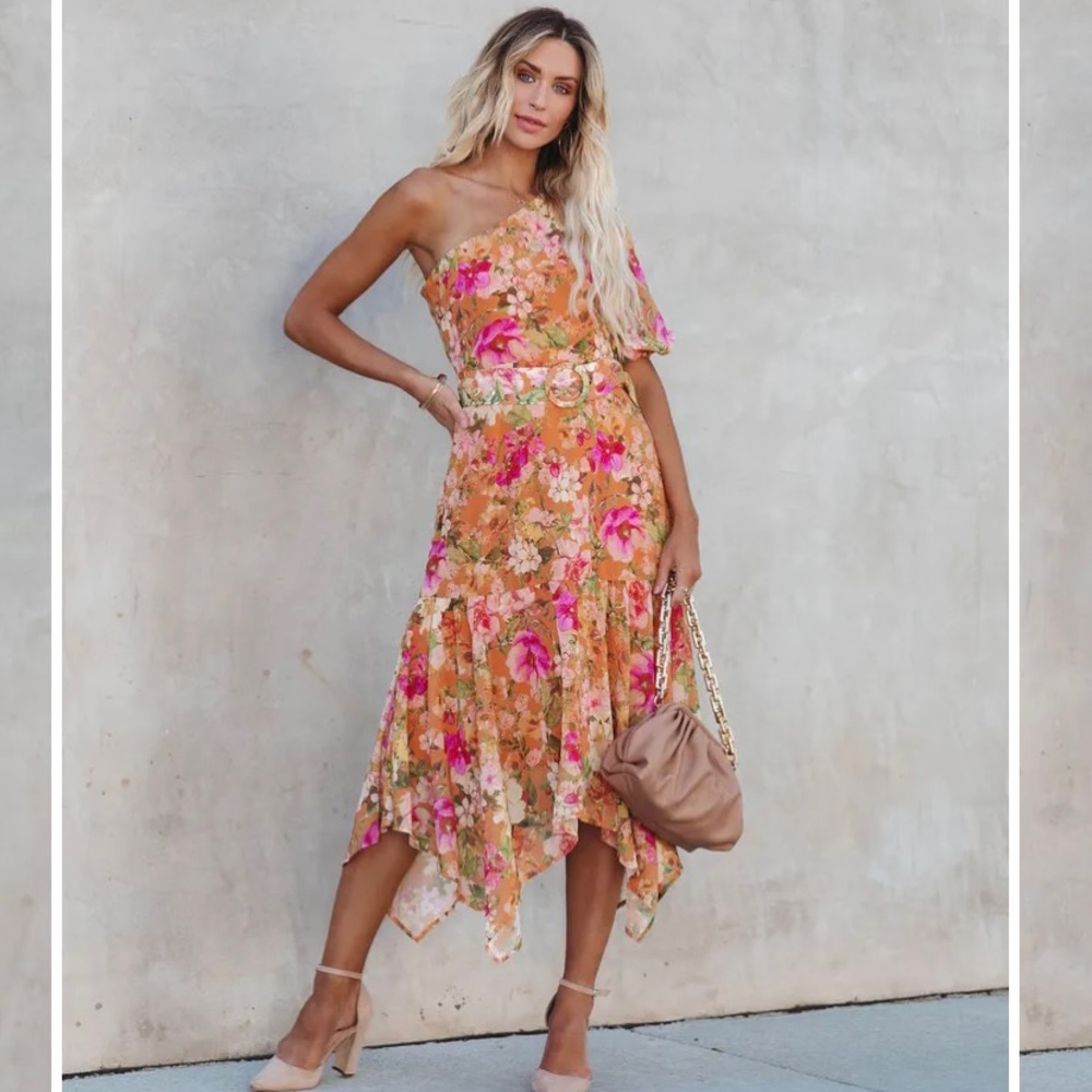 NBW spring and floral semi formal dress. Great for wedding guest!